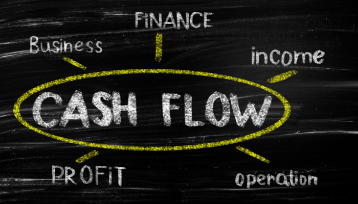 Cash flow concept diagram showing how income, profit, and operations influence business financial performance.
